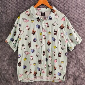 Hello Kitty Button‎ Up Shirt Short Sleeve Mint Green My Hero Academia